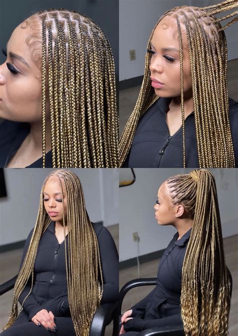 blonde hair with black braids|blonde and black knotless braids.